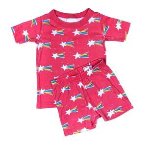 Hanna Andersson Sz 3 Red Shooting Stars Short Sleeve & Shorts Pajama Sest